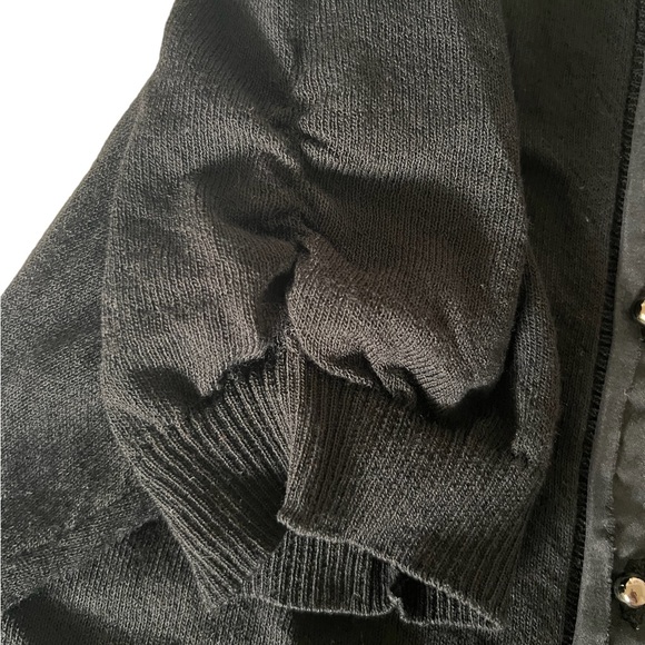 New York & Company Semi-Sheer Silk Trimmed Short Sleeve Cardigan - Picture 5 of 5